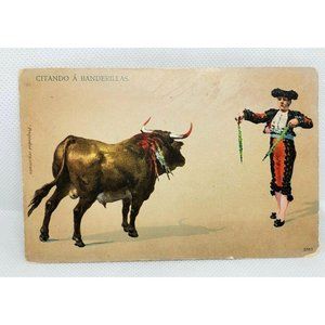 Vintage Mexico 1912 Citando A Banderillas Bull Bullfighter Matador Postcard